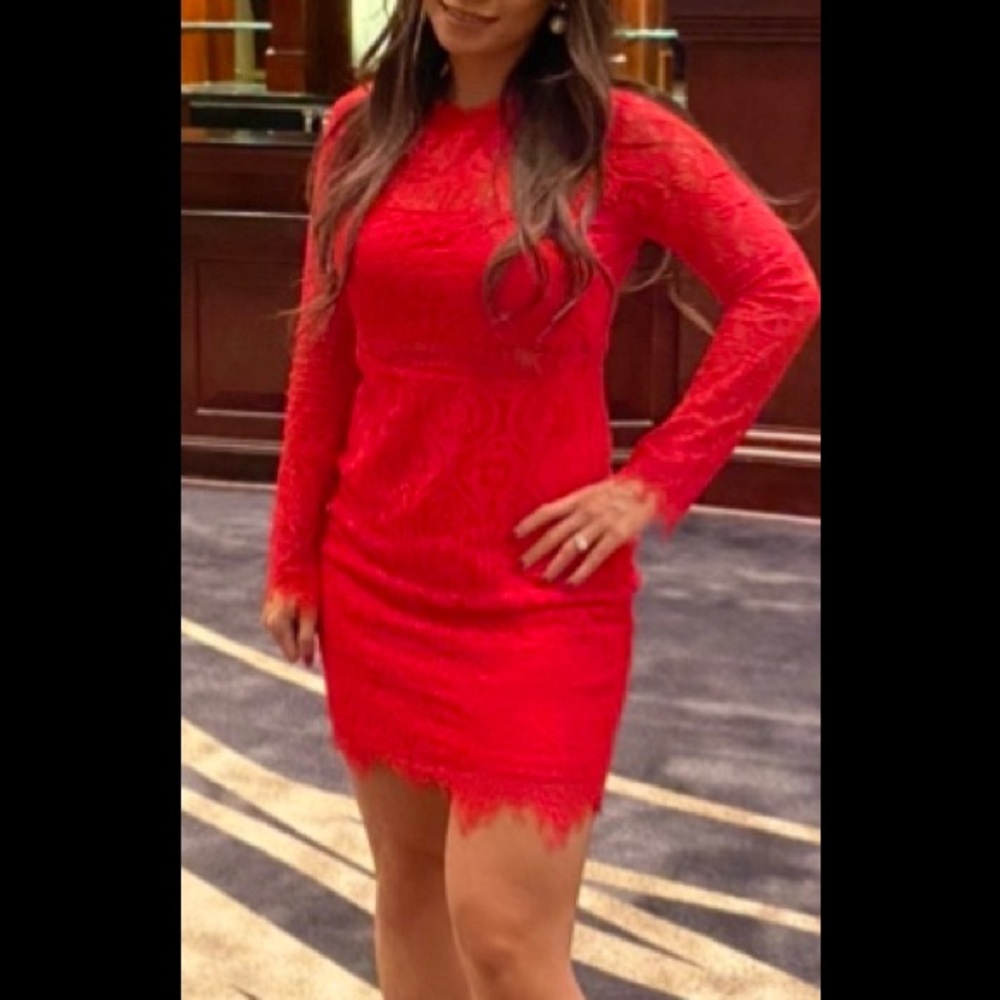 Red lace dress